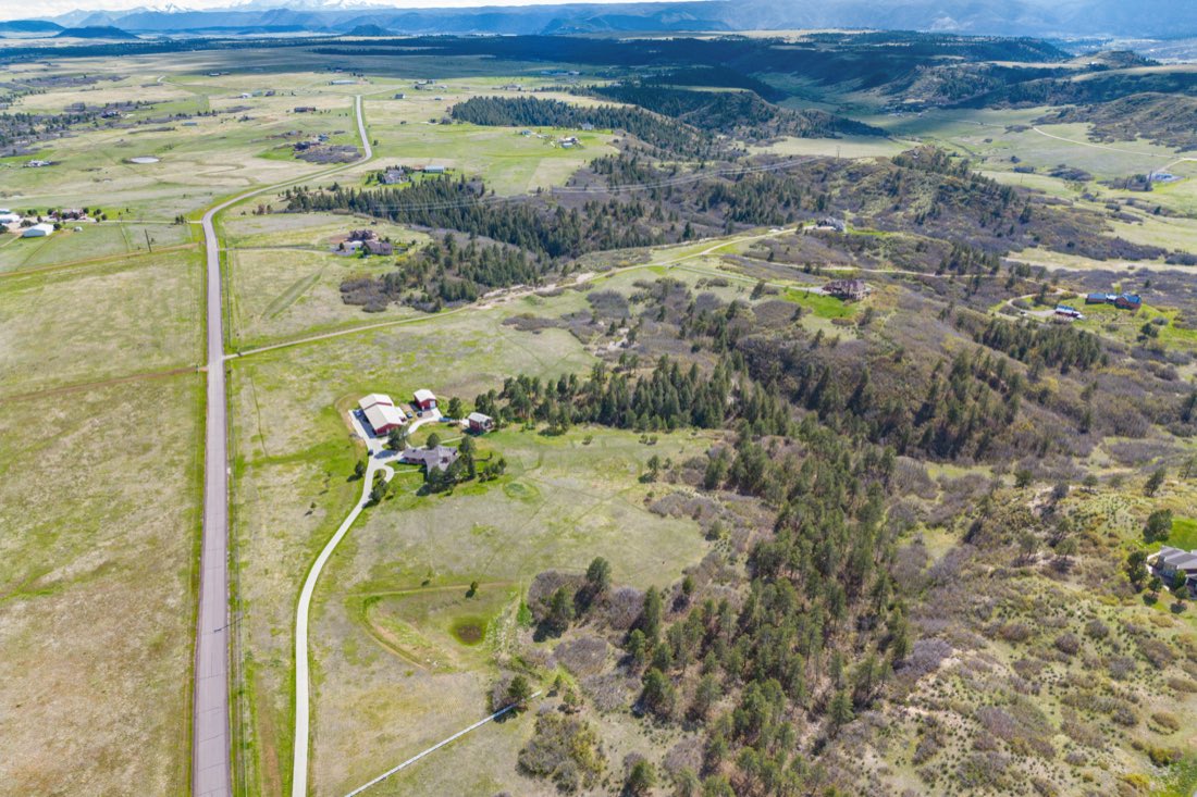 The ranch and access roads from above